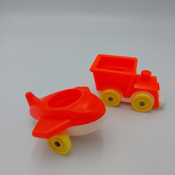 Lot 2‎ Vintage Fisher Price Little Riders Set Airplane Train - Picture 1 of 5